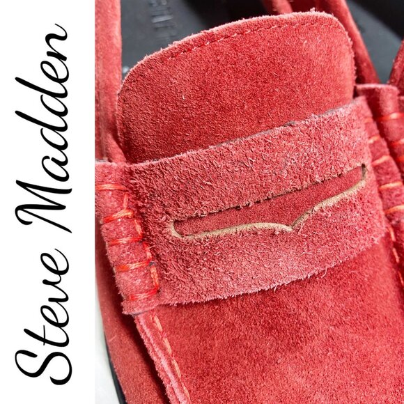 NWOB STEVE MADDEN MADISON RED SUEDE LEATHER LOAFER RESORT ELEGANT, WOMEN’S 9.5 - Picture 5 of 14
